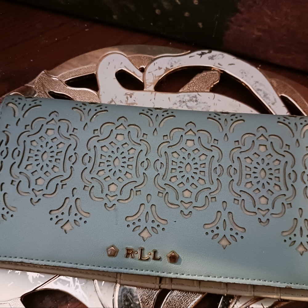 👛👜 Ralph Lauren Iconic Blue&Beige🌼 🌸Vintage Leather Wallet♥️Nice Gift 🎁 💙 - Picture 8 of 16